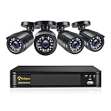 Anlapus 1080P Außen Video Überwachungssystem 8CH H.265+ DVR mit 4x 2MP Kamera ohne Festplatte für Haus Überwachung 20M IR Nachtsicht, App + Email Alarm bei Bewegung