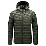Zhiyao Herren Ultraleichte Warme Daunenjacke Kapuzenjacke Winter Puffer Jacke isolierter Winterpuffermantel für den Außenb