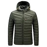 Zhiyao Herren Ultraleichte Warme Daunenjacke Kapuzenjacke Winter Puffer Jacke isolierter Winterpuffermantel für den Außenb