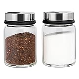 aiface 2 Stück Gewürzgläser mit Drehdeckel, Gewürzdosen aus Borosilikatglas 150 ml, Gewürzstreuer mit 4 Arten von Gewürzlöchern für Gewürze oder Kräuter in der Küche oder Grillen im F