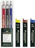 Faber-Castell 130622 Druckbleistift TK-FINE 3er Etui (je ein Stift 0,35 mm, 0,5 mm und 0,7 mm) Spar-Set (Druckbleistifte + 3 Dosen Ersatzminen)