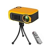 YQG Mini Beamer, Home-LED-Tragbarer HD 1080P-Miniprojektor Full HD-Mini-Videoprojektor Kompatibel Mit Smartphone Inklusive Halterung,Orang