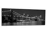 XXL Glasbild AG312500917 Wandbild Brooklyn Bridge B/W 125 x 50 cm/Deco Glass, Design & H