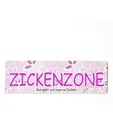 Deko Shabby Chic Schild Zickenzone Vintage Holz Türschild in rosa zum Kleb