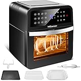 Heißluftfritteuse 12 IN 1 Haushalt fritteuse Mini Backofen, 12L 1700W Fritteuse Air Fryer, Digitaler LED-Display Fritteuse Ohne Fett Testsieger, Edelstahl Backofen, 5 Zubehö