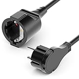 deleyCON 2m Stromkabel Verlängerungskabel mit Flachstecker Schutzkontakt Strom Kabel Verlängerung 3680W Haushalt Büro Multimedia Schw