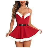 unilarinna Sexy Weihnachten Dessous Rote Spitze Babydoll Mode Negligee Slim Nachtw