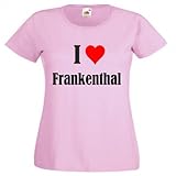 Damen T-Shirt I Love Frankenthal Größe 2XL Farbe Pink Druck Schw