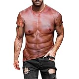 Julhold T-Shirt Top für Herren Kurzarm Bluse Casual 49D Digitaldruck Rundhalsausschnitt Übung Fitness Leichtes Sport T-Shirt(01 Roségold,M)