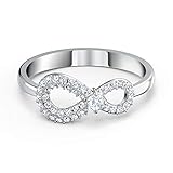 Swarovski Infinity Ring, Weißer und Rhodinierter Damenschmuck mit Infinity-Symbol und Funkelnden Swarovsk