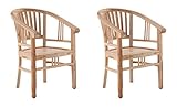 SAM 2er Set Teak-Holz Massiv Gartensessel Moreno, Stuhl mit Armlehnen, für Balkon, T