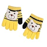 MingSheng Handschuhe, Plush Striped Mittens Cute Fluffy Knitted Gloves Winter Warm Gloves for Outdoor Sports Non Slip Full Finger Mittens, Gy, Einheitsgröß