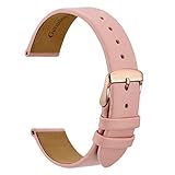 WOCCI 18mm Elegantes Uhrenarmband für Damen mit Roségoldener Schnalle (Hellrosa)