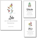 Weihnachts-Postkarten mit Sprüchen und liebevollem Aquarell-Bildern (24er Set verschiedene Motive)