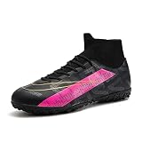 High-Top Fußballschuhe, Unisex Atmungsaktive Rasentrainer Outdoor Stollen Professionelle Turnschuhe, Rutschfeste Fußballschuhe Für Kinder Teens Jungen Mädchen Erwachsene (Black,40 (EU 40 1/3))