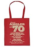 Angler 70.Geburtstag Sprüche-Tasche - Trage-Tasche 70 Jahre : Dieser Angler ist 70 Bitte helfen Sie ihm die Angeltasche - Spruch 70 Geschenk-Tasche - Farbe: R