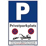 kleberio® Schild Kunststoff - Privatparkplatz - Privat Bitte freihalten Parken verboten Schild Privatgrundstück Einfahrt freihalten Schilder Ausfahrt freihalten Privat 20 x 30 cm mit Bohrlö