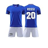 Italien Trikot Fußball 1982, Paolo Rossi Nr. 20 Trikot, Italienische Legende Retro Fußball T-Shirt und Shorts, Fans Gedenk Fußball Uniformen, 1982 Spanien Weltmeisterschaft 20