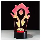 LINA 3D Illusion Nachtlichter, World Warcraft Moderne LED Tisch Schreibtischlampen 7 Farben ändern Touch Switch USB Lade Beleuchtung Schlafzimmer Home Decorative Lamp
