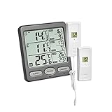 TFA Dostmann Trio Funk-Thermometer, mit 2 Sendern, wasserdichter Kabelsensor, ideal für Kühlgeräte/Aquarium/Pool, L 116 x B 24 (64) x H 126