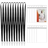 10Pcs Ausweishalter mit Umhängeband, Wasserdicht PVC ID kartenhalter, Ausweishüllen mit Blau Schlüsselband, Clear ID Ausweiskartenhalter Vertikaler Kartenhalter für Business Ausstellung