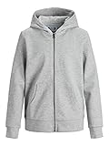 JACK & JONES Jungen Jjebasic Zip Hood Noos Jr Cardigan Sweater, Light Grey Melange, 152 EU