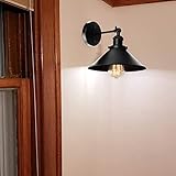 HJIAPO Schwarz Farbe Vintage Industrial Metal Wandbeleuchtung Lampe Retro Wandlampe Shade Loft Coffee Bar Wandleuchten Für Bad Flur Trepp