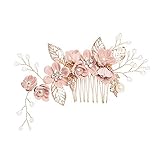 Haarkamm,Hochzeit Braut Haarschmuck,Handgemachte Blume Haarkamm,Braut Hochzeit Diademe,Haarkamm für Hochzeiten von Handcess,Partykleid-Zubehör,Fotostudio-Zubehör (Pink)