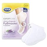 Scholl EXPERTCARE intensiv pflegende Fußmaske mit Lavendelöl – Feuchtigkeitsspendende Pflege – 1 Paar Einwegsock