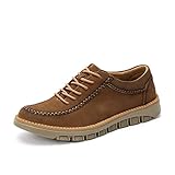 SeeuAGgin Outdoor-Kletterschuhe Herren Wanderschuhe Leder Schnürschuhe Moc Runde Zehennaht Flach rutschfest (Color : Brown, Size : 39 EU)