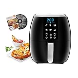 Heißluftfritteuse XXL 5,5L Airfryer 1500W Mit Touch-Bedienfeld, Neueste Technik, 100% knusprig, ohne Fett - für Kochen und Backen der Pommes und Hühnerfleisch verwenden | 5-8