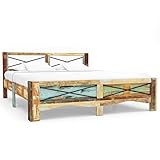 Festnight Bettrahmen | Vintage Bettgestell | Massivholzbett | Holz Doppelbett | Antik Holzbetten | Recyceltes Massivholz 160 x 200