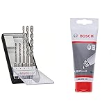 Bosch Professional 5tlg. Hammerbohrer Set SDS plus-7X (für Beton und Mauerwerk, Zubehör Bohrhammer) + 100 ml Schmierfett Tube (für SDS plus & SDS max Bohrer/Meißel, Zubehör Bohrhammer)