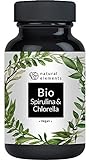Bio Spirulina & Chlorella Presslinge - 500 Tabletten - Zertifiziert Bio, laborgeprüft, ohne Zusätze, hochdosiert, veg