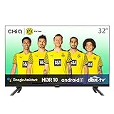 CHiQ 32 Zoll Fernseher Rahmenloser Android 11 TV mit Edge LED, HDR10, DBX-tv, Quad-core CPU, 2.4/5G Wi-Fi, Bluetooth5.0, Google Assistant,Netflix