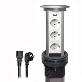 Intelligente elektrische versenkbare Tishcsteckdose Steckdose Einbausteckdose, CE Zertifizierung 13 Ampere Steckdosen, Steckdosenleiste, runde Arbeitsplatte, USB Aufladung, für Kücheninsel,
