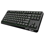 FUHLEN G87S TKL Mechanische Gaming-Tastatur, 87 Tasten kabelgebundene Tastatur mit grün hinterleuchteten PBT-Tastenkappen, Cherry MX Blue-Schalter (Schwarz)