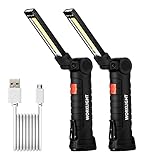 Yizhet LED Arbeitsleuchte Portable Wiederaufladbare Workshop Lampe COB Inspektionsleuchten mit magnetischen Base für Auto Reparatur, Werkstatt, Camping, Notbeleuchtung (2 Stück, Kleine)