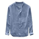 AXIU Leinenhemd Herren Hemd Herren Langarm Sommerhemd Herren Regular Fit Freizeithemd Leichtes Leinenhemd Im Einfarbig DüNnes Sommerhemd Men's Casual S