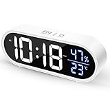 Digital Wecker, Crazyfly LED Digitaluhr mit Sprachsteuerung Funktion und Temperatur Display, Digitaler Funk-Wecker mit 2 Alarm 40 Musik, 4 Helligkeit und Konstantlichtmodus, USB-Aufladung, 12/24 HR