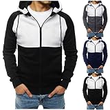 Hoodie Herren Schwarz Oversize Sweatshirt Herren Reißverschluss Sweatjacke Herren Ohne Kapuze Xl Vintage Pullover mit Kapuze,Men Casual Kapuzenpullover Winter Kapuzenjacke mit Letter Zip Langarm Hoody