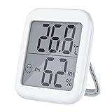 DIQC Thermometer Innen, Digitales Thermo-Hygrometer mit Smiley-Indikator, Digitales Mini Thermo Hygrometer Innen für Raumklimakontrolle, Babyraum, Wohnzimmer, Büro ( WEISS )