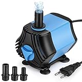 Zacro 2000L/H 40W Wasserpumpe, Tauchpumpe für Aquarium, Springbrunnen, Teiche, Kleine Wasserpumpe mit DREI Düsen 13 mm-16 mm-19 mm, Maximale Höhe: 2.5 m, Kabel 1.8