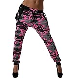 Crazy Age Camouflage Jogginghose Boyfriendhose Bagyyhose mit Hosentäger CA 1119 Cam (XL, Pink)