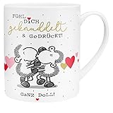 Sheepworld 46685 XL-Tasse Fühl dich geknuddelt, Porzellan, 60 cl, Tasse in Geschenk-B