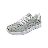HUGS IDEA Damen Sneakers Flache Schaum Freizeit Alltag Schuhe Arbeit Walking Running Schuh Krankenschwester Blume Herz Tier Streifen, Pit Bull Flowerr White, 39 EU