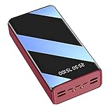 60000mAh Power Bank Externer Akku Paket mit hoher Kapazität LCD-Bildschirm 3 USB-Eingang + 4 USB-Ausgabe(3 Stück),Rot,50000