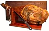 Ganze Serrano Schinken Keule im Set mit Halterung und Messer direkt aus Spanien - vollständiges Geschenkset im prak