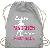 Shirtracer Fussball EM 2021 Fanartikel - Echte Mädchen spielen Fußball weiß - Unisize - Hellgrau - mädchen fußballschuhe - WM110 - Turnbeutel und Stoffbeutel aus Baumw