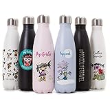 WOOPY Trinkflasche aus Edelstahl 500ml, Personalisierte Sport-Wasserflasche Edelstahl, Softtouch, Früchtebehälter,Wärm-/Kaltflaschen, BPA-frei, wiederverwendbar,für Kinder und Erw